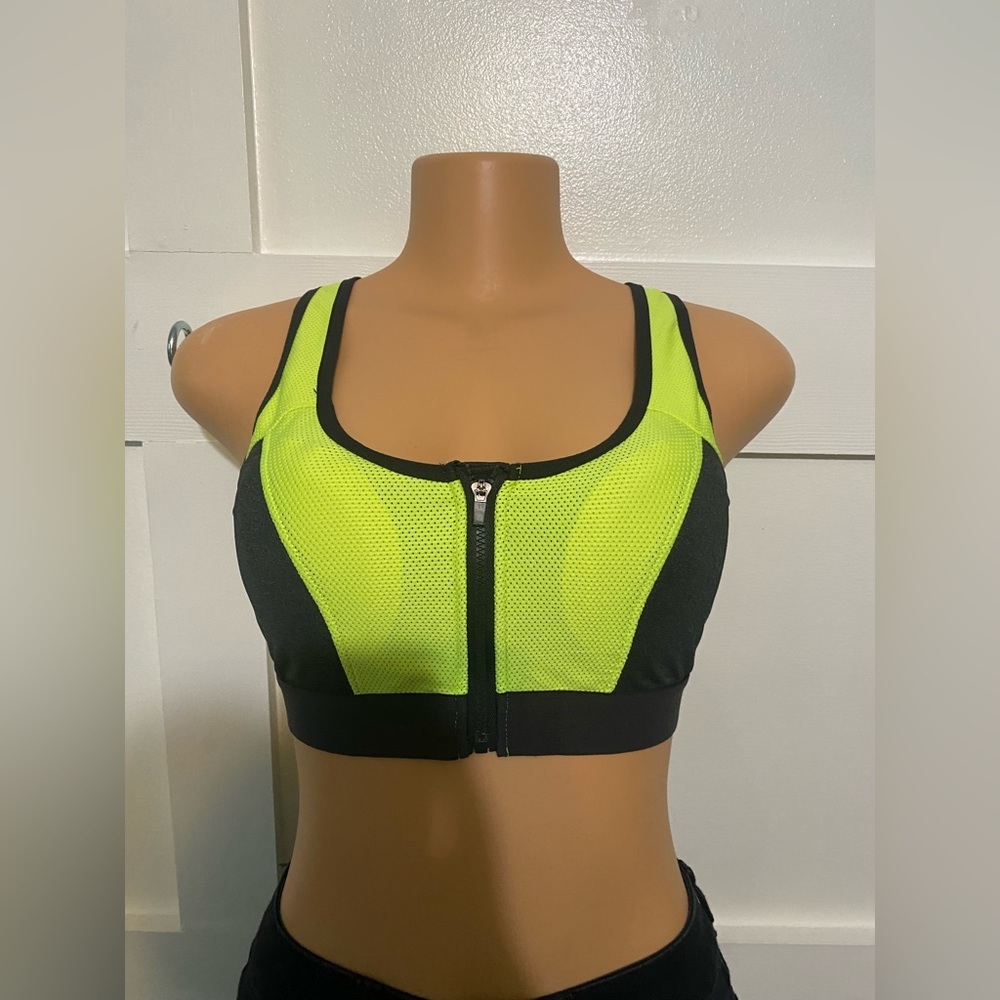 Neon Sports Bra Front Zip
